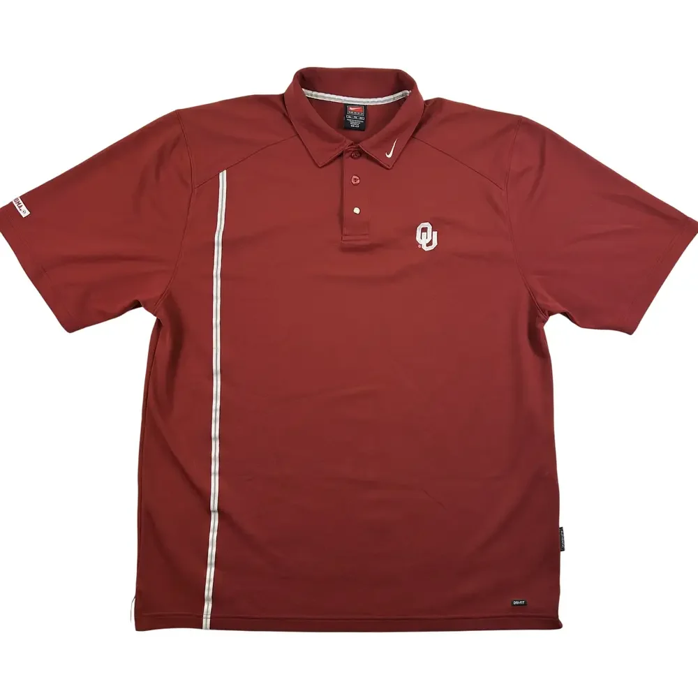 Nike Dri-Fit Polo Shirt Mens XL Oklahoma Sooners Red Short Sleeve Golf
